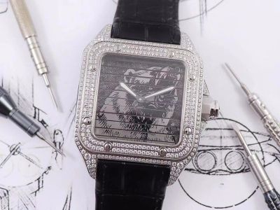 Cartier Santos Series 45MM in Diameter With Logo and Diamond Men Watch